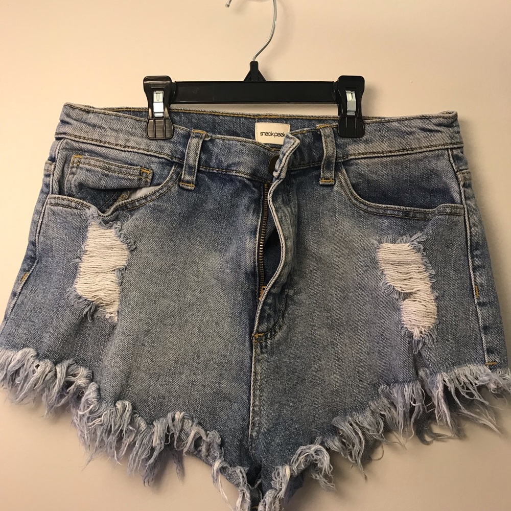 Sneak Peek denim distressed jean shorts